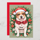 Carte de vœux festive de Noël avec chien (Devant / Derrière)