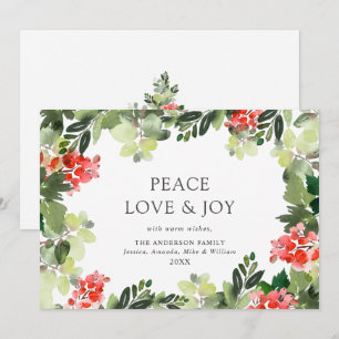 Carte de vœux festive de Noël avec houx et baies 