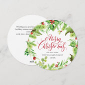 Carte de vœux festive de Noël avec houx et gui (Devant / Derrière)