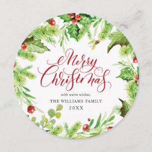 Carte de vœux festive de Noël avec houx et gui