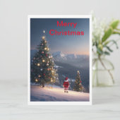 Carte de vœux festive de Noël avec le Père Noël | (Debout devant)