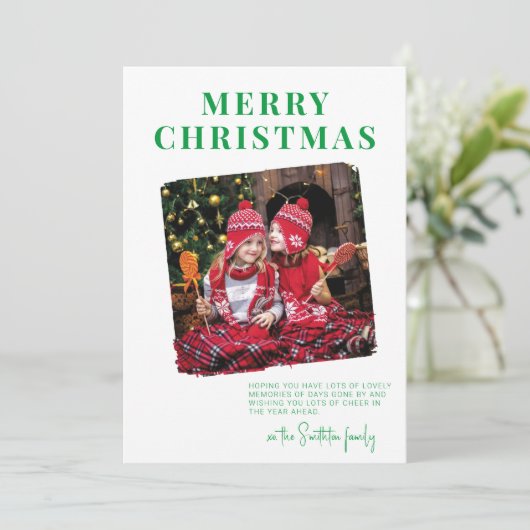 Carte de vœux festive en papier à bords déchirés (Debout devant)