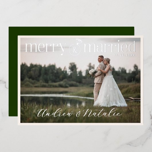 Carte de vœux festive et élégante pour mariage ave (Recto/Verso)