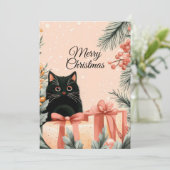 Carte de voeux Festive et mignonne Chat de Noël (Debout devant)