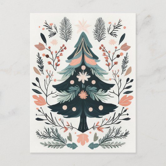 Carte de voeux Festive et nordique Arbre de Noël (Devant)