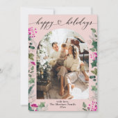 Carte de vœux festive et rose pour les Fêtes (Devant)