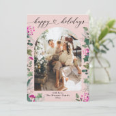 Carte de vœux festive et rose pour les Fêtes (Debout devant)