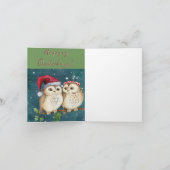 Carte de voeux Festive Joyeux Chouettes de Noël (Intérieur)