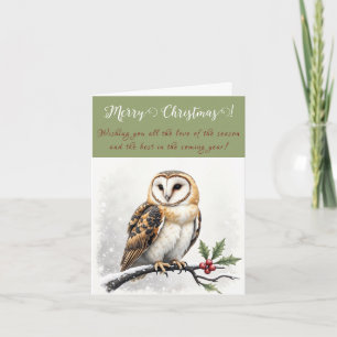 Carte de vœux festive Joyeux Noël Hiboux