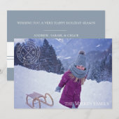 Carte de vœux festive logo bleu poussiéreux (Devant / Derrière)