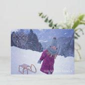 Carte de vœux festive logo bleu poussiéreux (Debout devant)