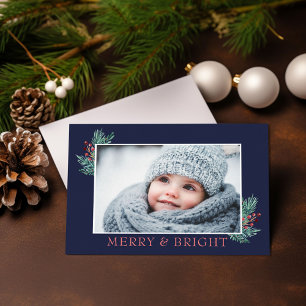 Carte de vœux festive « Merry & Bright » avec phot