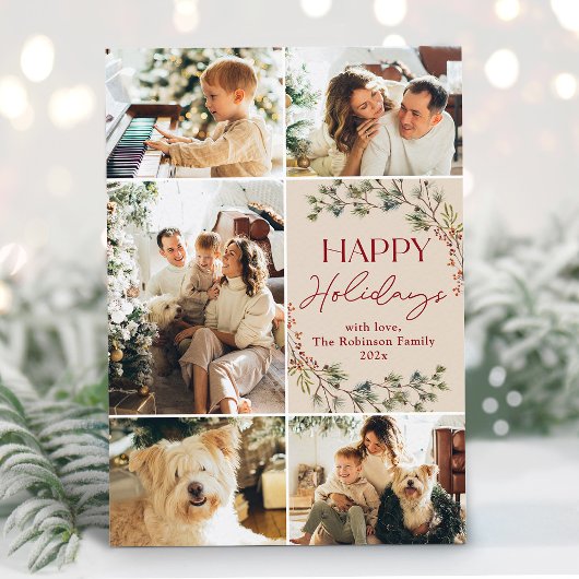 Carte de vœux festive Minimal Blush Rose 5 photos