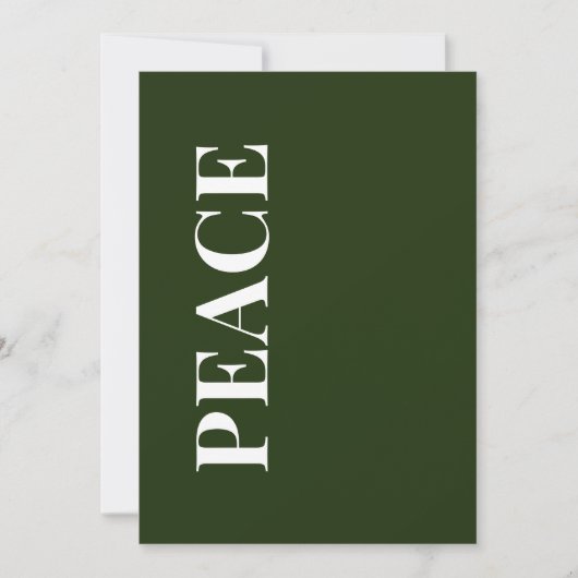 Carte de vœux festive Minimal PEACE | Vert forêt (Devant)
