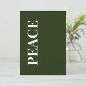 Carte de vœux festive Minimal PEACE | Vert forêt (Debout devant)