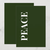 Carte de vœux festive Minimal PEACE | Vert forêt (Devant / Derrière)