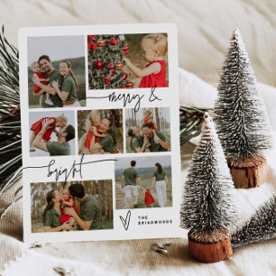 Carte de vœux festive minimaliste à cœur Merry & B