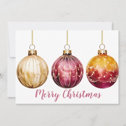 Carte de voeux Festive Noël Baubles (Devant)