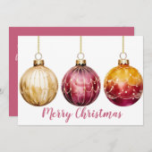 Carte de voeux Festive Noël Baubles (Devant / Derrière)