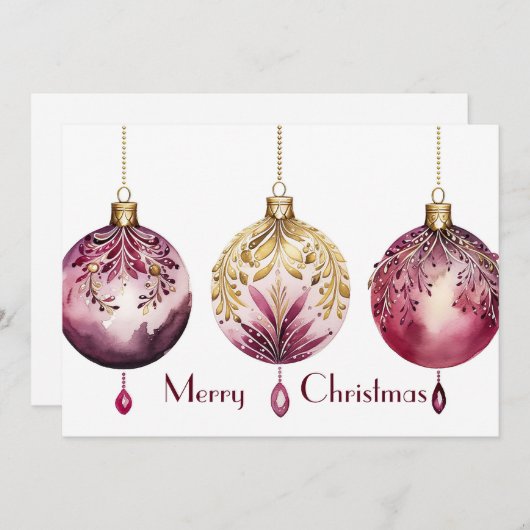 Carte de voeux Festive Noël Baubles (Devant / Derrière)
