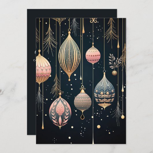 Carte de voeux Festive Noël Baubles (Devant / Derrière)