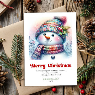 Carte de vœux festive numérique bonhomme de neige