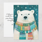 Carte de voeux Festive Ours Polaire de Noël (Devant / Derrière)