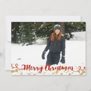 Carte de vœux festive photo éclaboussure dorée rou
