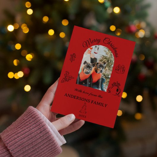 Carte de vœux festive plate dessinée à la main