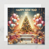 Carte de vœux festive pour le Nouvel An 2025 (Devant / Derrière)