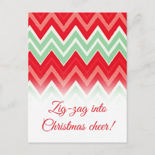 Carte de vœux festive rouge et verte en zig-zag lu