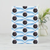 Carte de vœux festive Ruban Bleu et Ornement Noir (Debout devant)