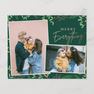 Carte de vœux festive verte budgétaire avec photo