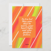 Carte de vœux festive verte et orange vibrante Fa  (Dos)