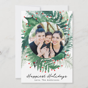 Carte de vœux festive verte et rouge pour les fête