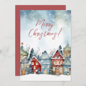 Carte de voeux Festive Watercolor Noël (Devant / Derrière)