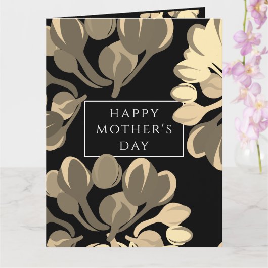 Carte de voeux Fête des Mères Fleur Noire et Beige (Orchidée)