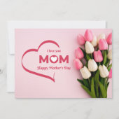 Carte de voeux Fête des Mères Rose (Devant)