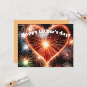 Carte de voeux fête des pères avec feu d'artifice  (Devant/Arrière en situation)