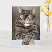CARTE DE VOEUX FÊTE DES PÈRES CHAT (Fleur jaune)