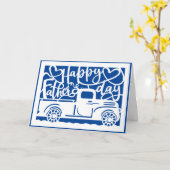 Carte de voeux Fête des pères de camion bleu (Fleur jaune)