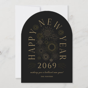Carte de vœux feu d'artifice Nouvel An Arche Brill