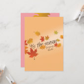 Carte de voeux Feuille en chute (Devant/Arrière en situation)