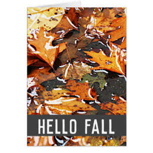 Carte de voeux Feuille Hello Fall Rainy