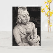 Carte de voeux - figure maya antique - le Mexique (Fleur jaune)