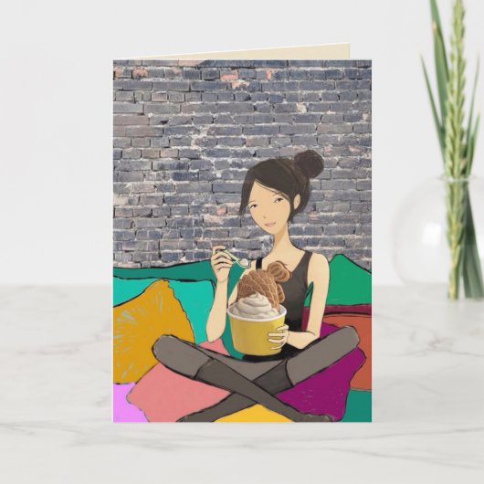 Carte de vœux Fille de glace crémeuse cozy (Devant)
