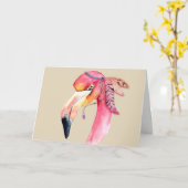 Carte de voeux Flamant rose Boho Fiona (Fleur jaune)