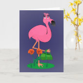Carte de voeux Flamant rose fabuleux (Fleur jaune)