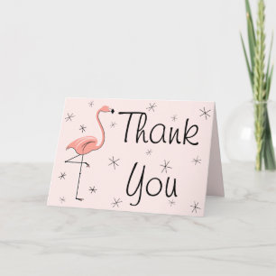 Carte de voeux Flamant rose Merci rose