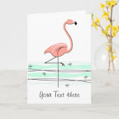 Carte de voeux Flamant rose Ocean avant (Fleur jaune)